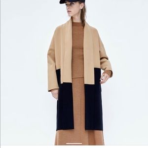 Zara Color Block Knit Coat